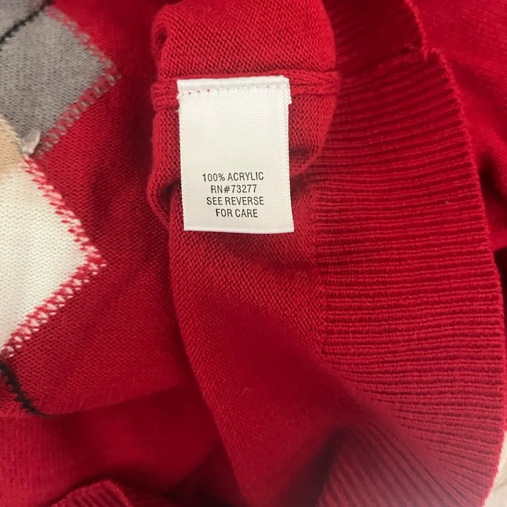 Croft & Barrow Vintage 90's Argyle Red Cardigan Knit Sweater size XL - Picture 8 of 8